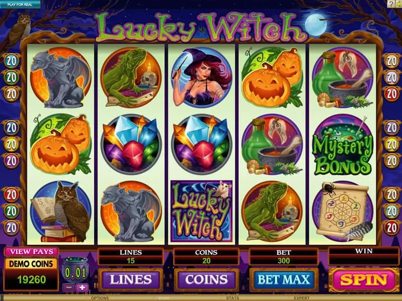 Lucky Witch Microgaming Slots - Main Screen Reels