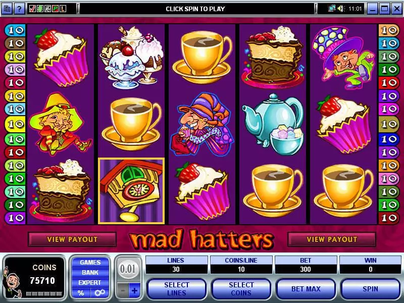 Mad Hatter Microgaming Slots - Main Screen Reels