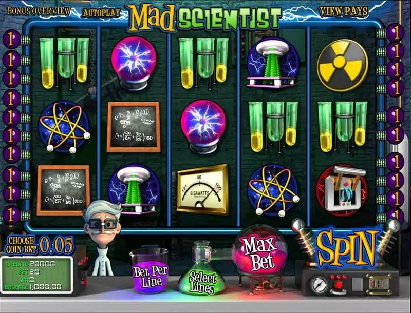 Mad Scientist BetSoft Slots - Main Screen Reels