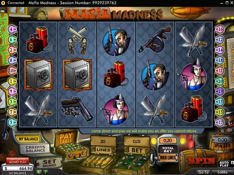 Mafia Madness 888 Slots - Main Screen Reels
