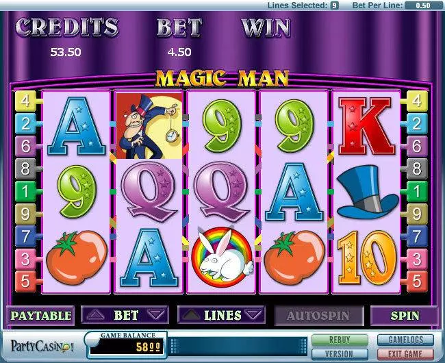 Magic Man bwin.party Slots - Main Screen Reels