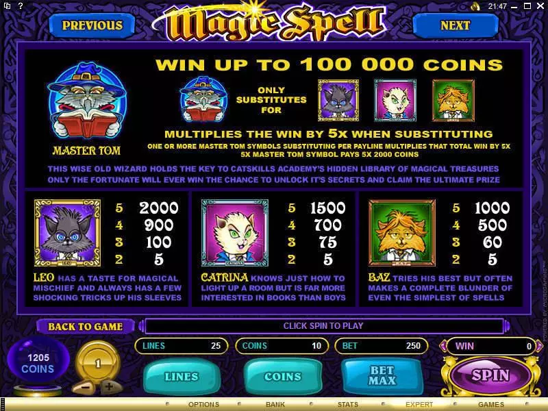 Magic Spell Microgaming Slots - Info and Rules