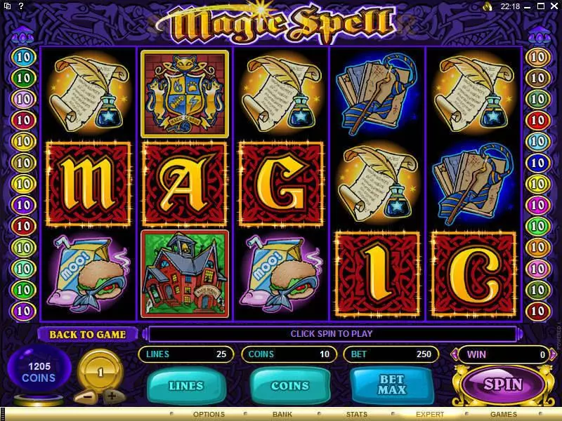Magic Spell Microgaming Slots - Main Screen Reels