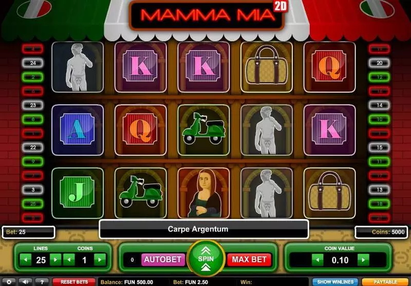Mamma Mia 1x2 Gaming Slots - Main Screen Reels