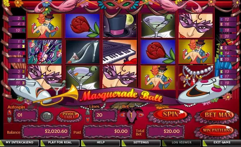 Masquerade Ball CryptoLogic Slots - Main Screen Reels