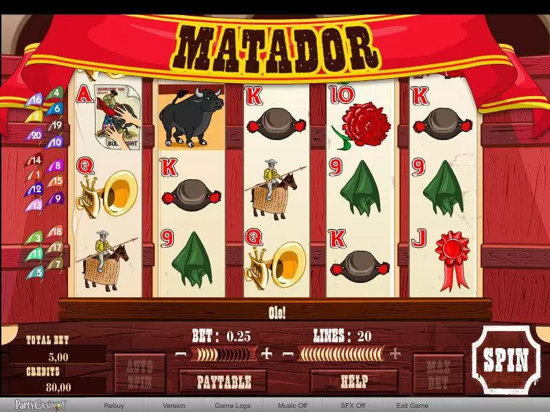 Matador bwin.party Slots - Main Screen Reels
