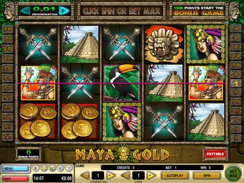 Maya Gold GTECH Slots - Main Screen Reels
