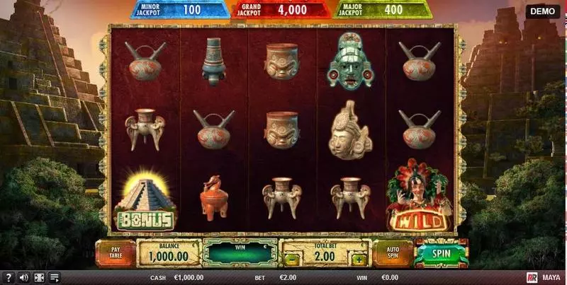Maya Red Rake Gaming Slots - Main Screen Reels