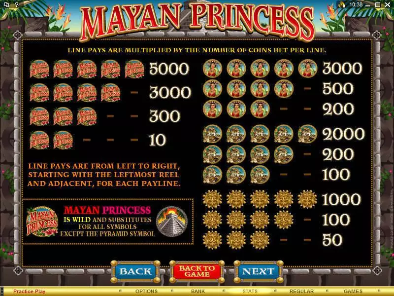 Mayan Princess Microgaming Slots - Info and Rules