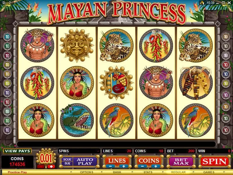 Mayan Princess Microgaming Slots - Main Screen Reels