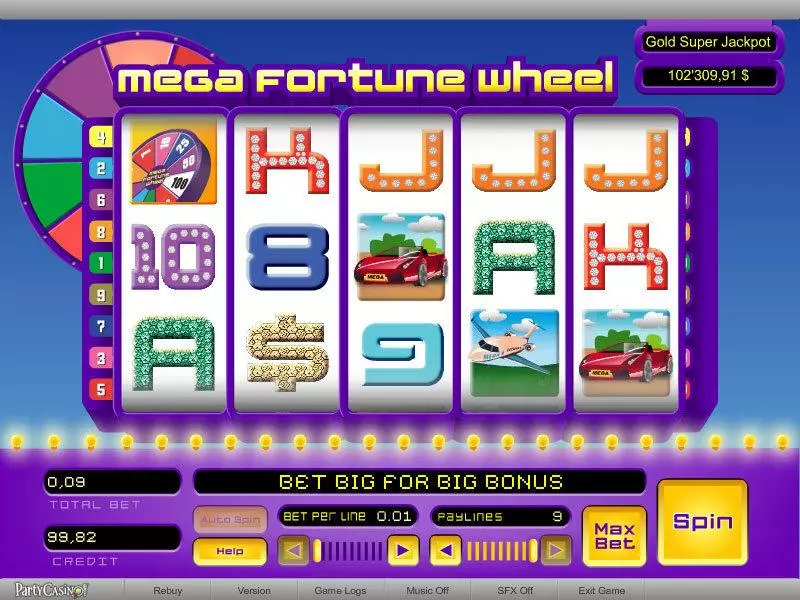 Mega Fortune Wheel bwin.party Slots - Main Screen Reels