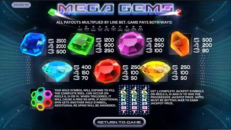 Mega Gems BetSoft Slots - Info and Rules
