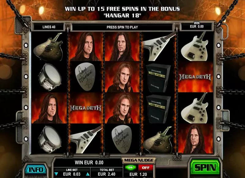 Megadeth Leander Games Slots - Main Screen Reels