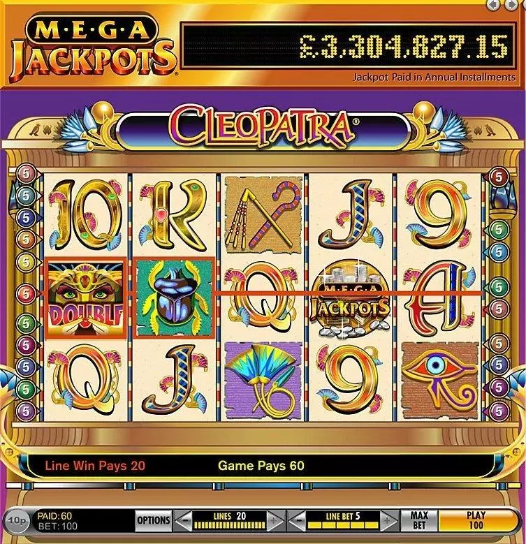 MegaJackpots Cleopatra IGT Slots - Introduction Screen