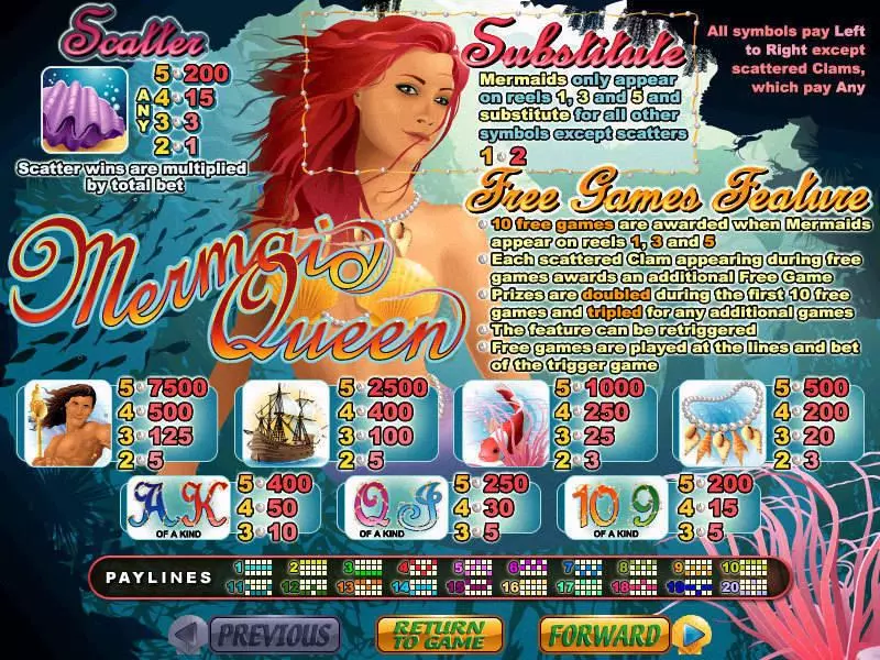 Mermaid Queen RTG Slots - Info and Rules