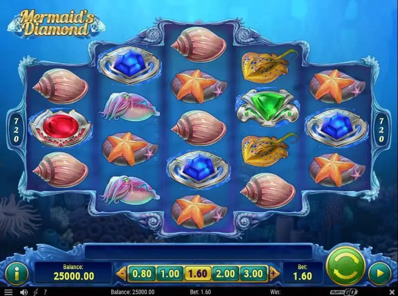 Mermaid's Diamonds Play'n GO Slots - Main Screen Reels