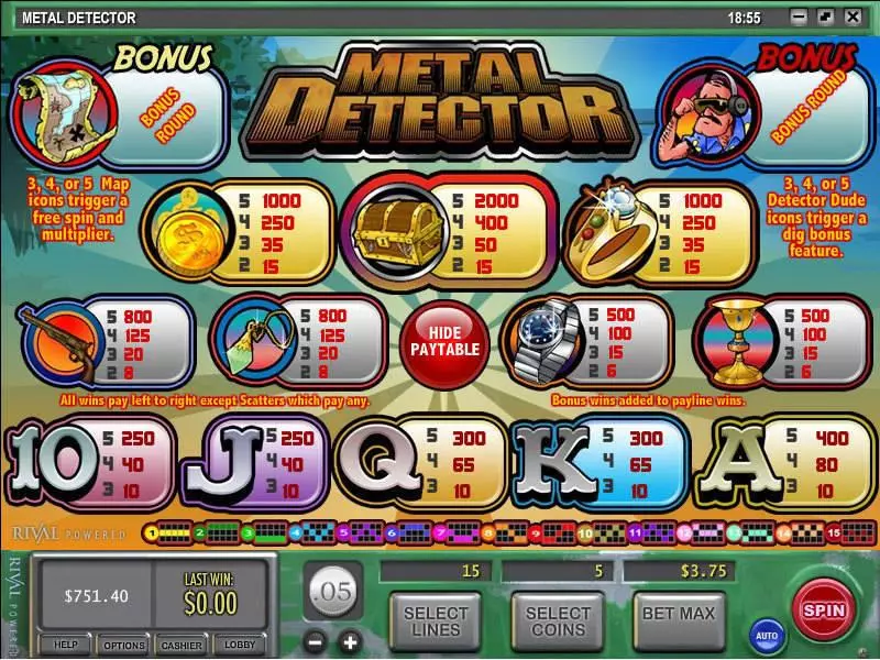 Metal Detector Rival Slots - Info and Rules
