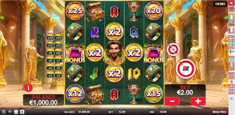 Midas Wins Red Rake Gaming Slots - Main Screen Reels