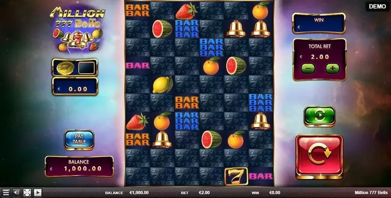 Million 777 Bells Red Rake Gaming Slots - Main Screen Reels