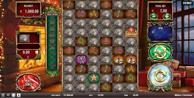 Million Christmas Red Rake Gaming Slots - Main Screen Reels