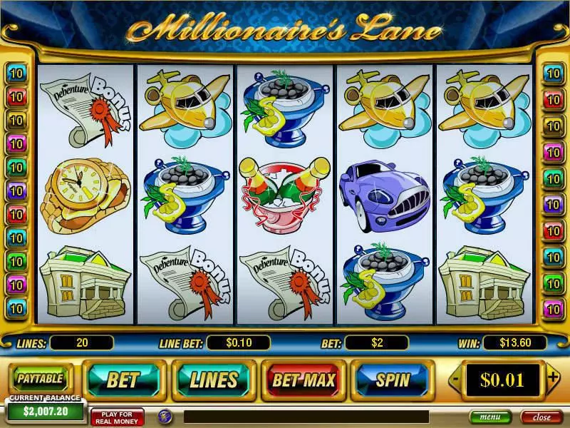 Millionaire's Lane PlayTech Slots - Main Screen Reels