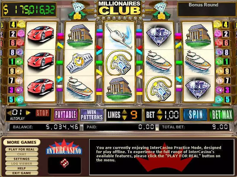 Millionares Club II CryptoLogic Slots - Main Screen Reels