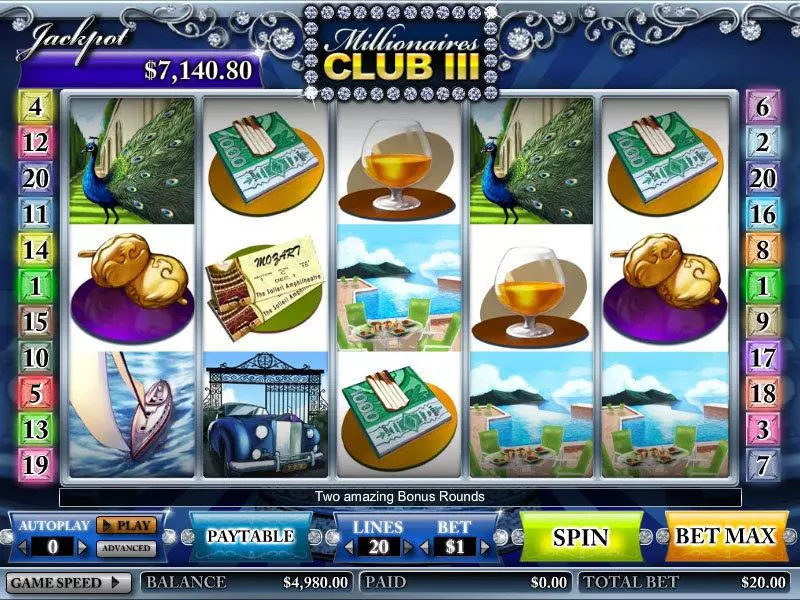 Millionares Club III CryptoLogic Slots - Main Screen Reels