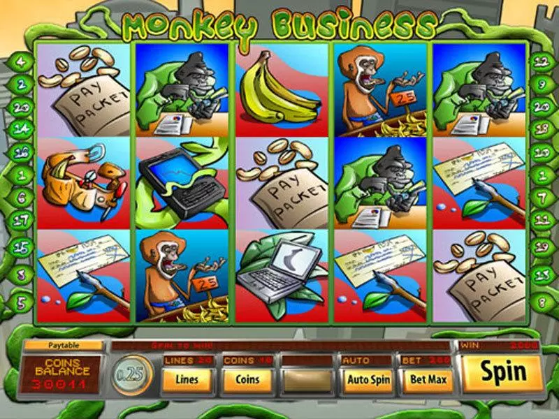 Monkey Business Mazooma Slots - Main Screen Reels