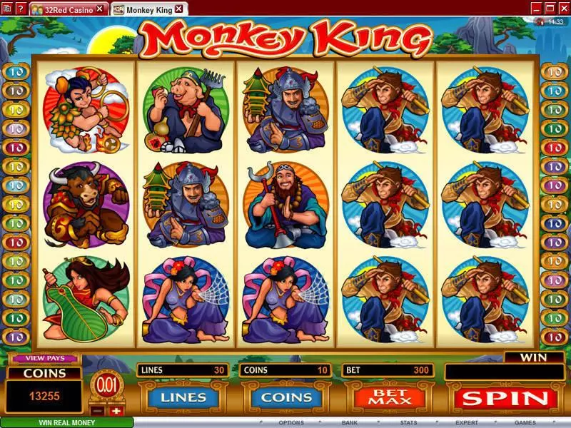 Monkey King Microgaming Slots - Main Screen Reels