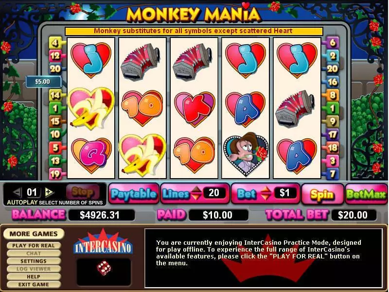 Monkey Mania CryptoLogic Slots - Main Screen Reels