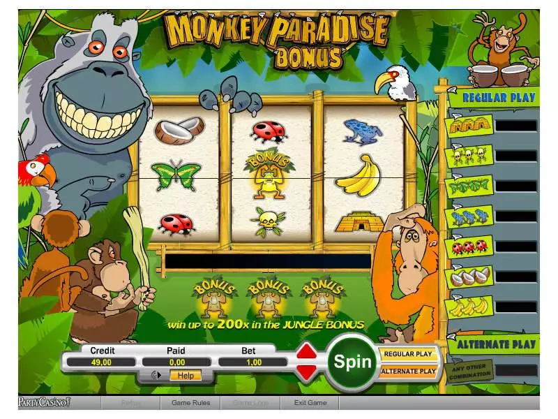 Monkey Paradise Bonus bwin.party Slots - Main Screen Reels
