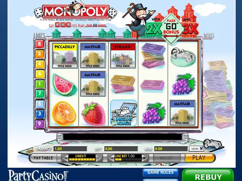 Monopoly IGT Slots - Main Screen Reels