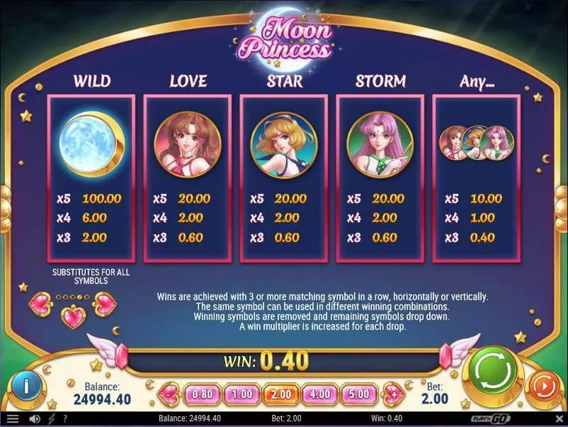 Moon Princess Play'n GO Slots - Info and Rules