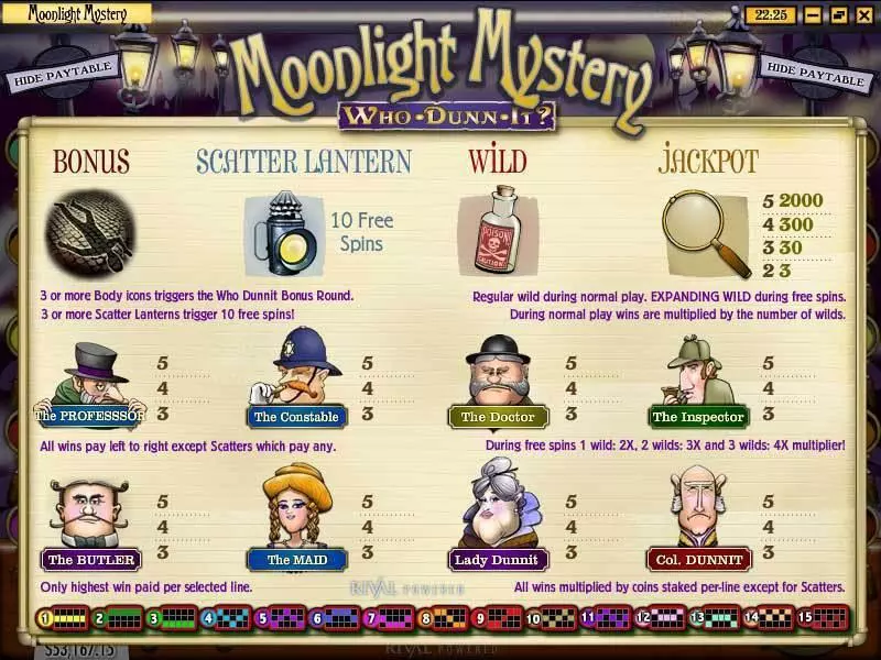 Moonlight Mystery Rival Slots - Info and Rules