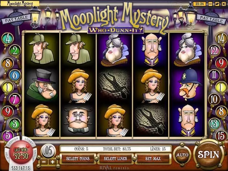 Moonlight Mystery Rival Slots - Main Screen Reels