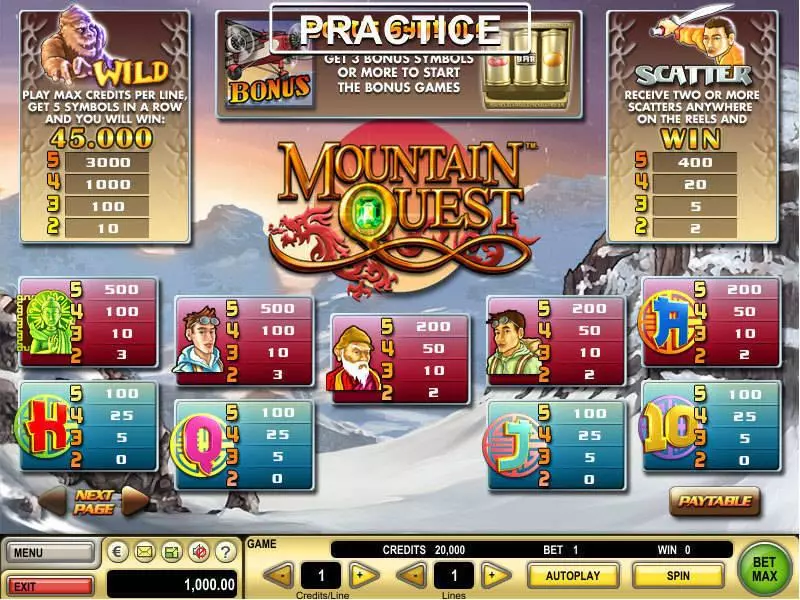 Mountain Quest GTECH Slots - Info and Rules