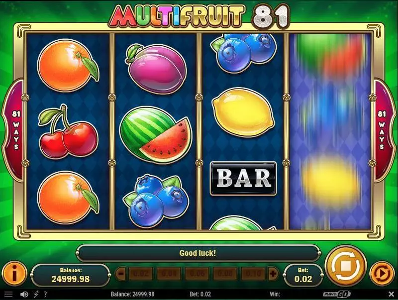 Multifruit 81 Play'n GO Slots - Main Screen Reels