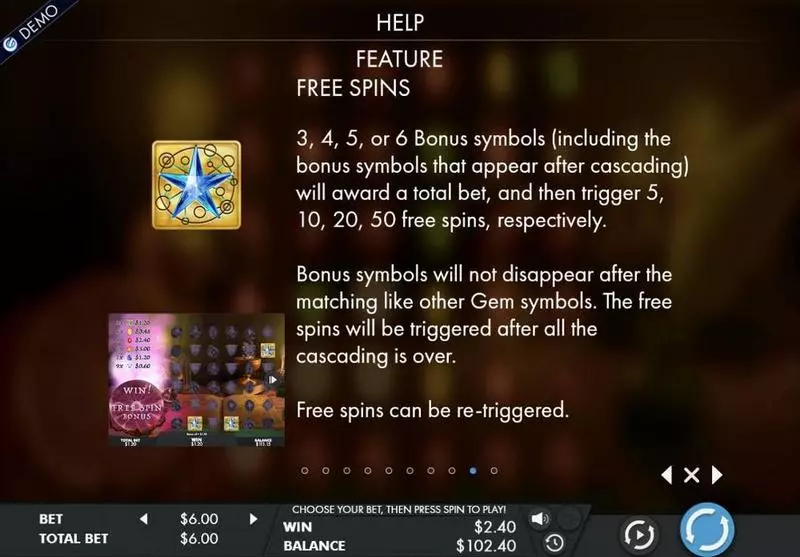 Mysterious Gems Genesis Slots - Free Spins Feature