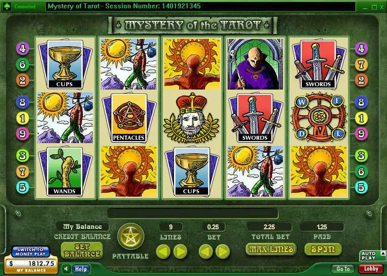 Mystery of the Tarot 888 Slots - Main Screen Reels
