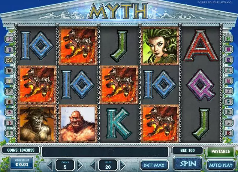 Myth Play'n GO Slots - Main Screen Reels