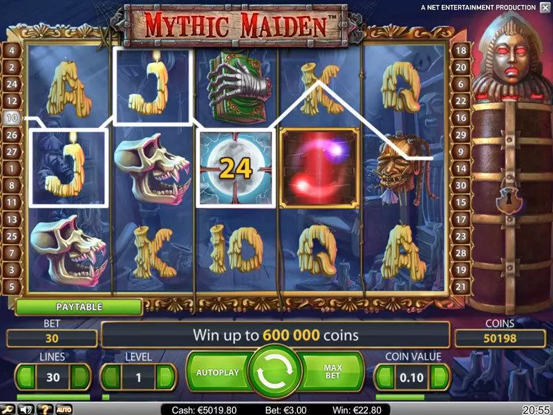 Mythic Maiden NetEnt Slots - Main Screen Reels