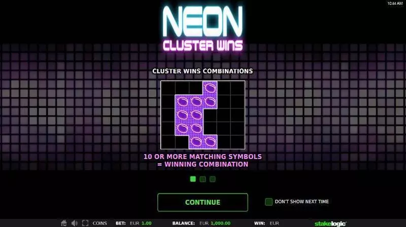 Neon Cluster Wins StakeLogic Slots - Info and Rules