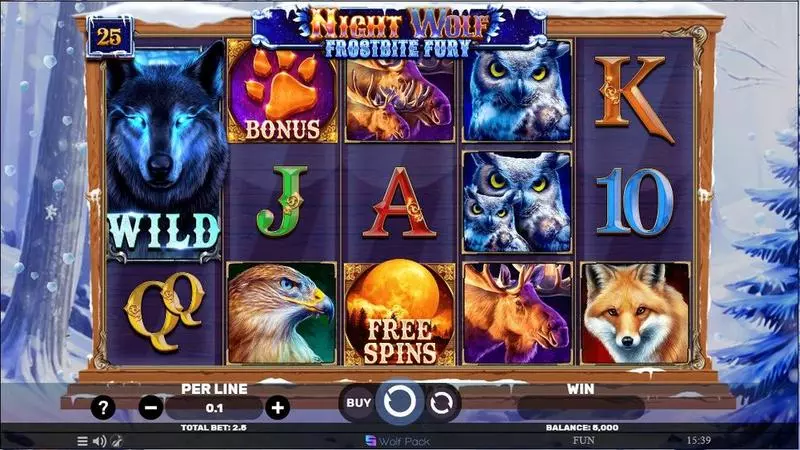 Night Wolf – Frostbite Fury Spinomenal Slots - Main Screen Reels