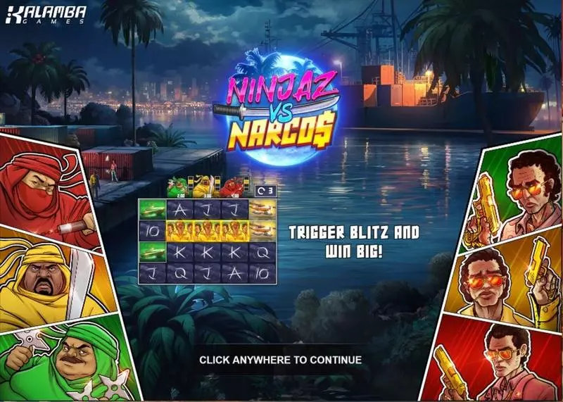 Ninjaz vs Narcos Kalamba Games Slots - Introduction Screen