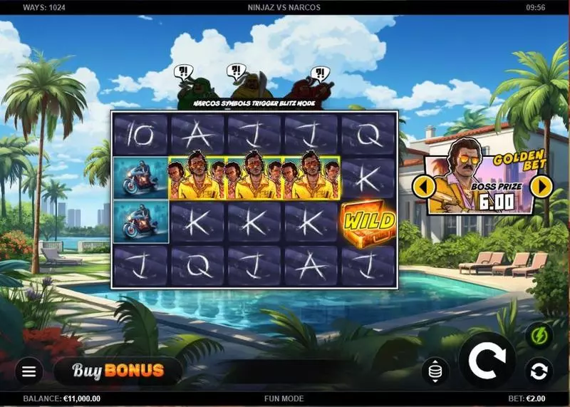 Ninjaz vs Narcos Kalamba Games Slots - Main Screen Reels