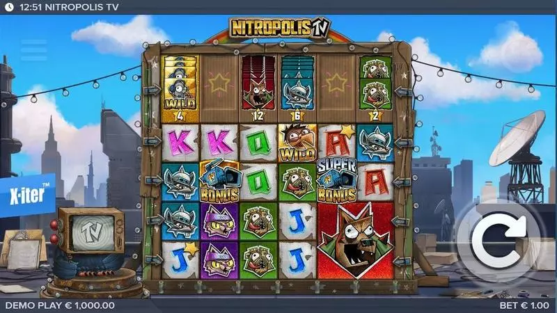 Nitropolis TV Elk Studios Slots - Main Screen Reels
