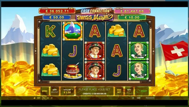 NovoSDK Cash Connection - Swiss Magic Greentube Slots - Main Screen Reels