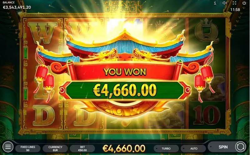Oriental Dragon Endorphina Slots - Winning Screenshot