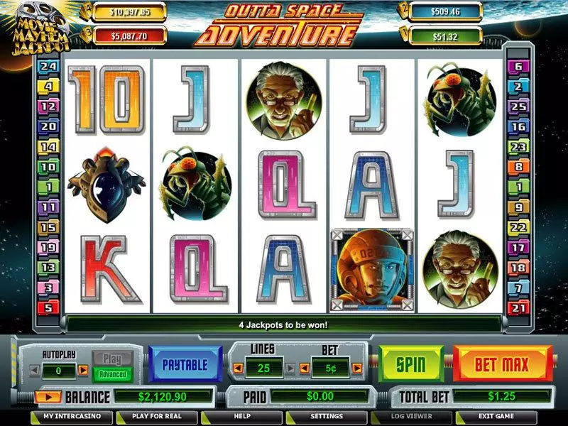 Outta Space Adventure CryptoLogic Slots - Main Screen Reels