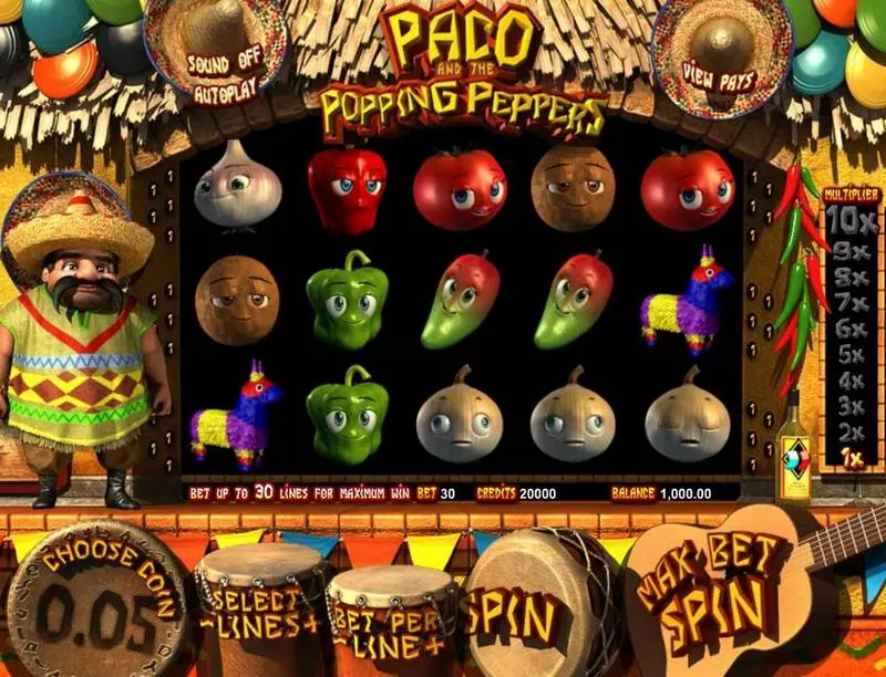 Paco & P. Peppers BetSoft Slots - Main Screen Reels